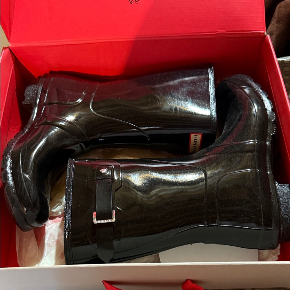 Hunter Men's Glossy Black Rain Boots